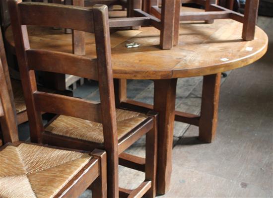 French oak circular dining table